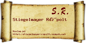 Stiegelmayer Rápolt névjegykártya